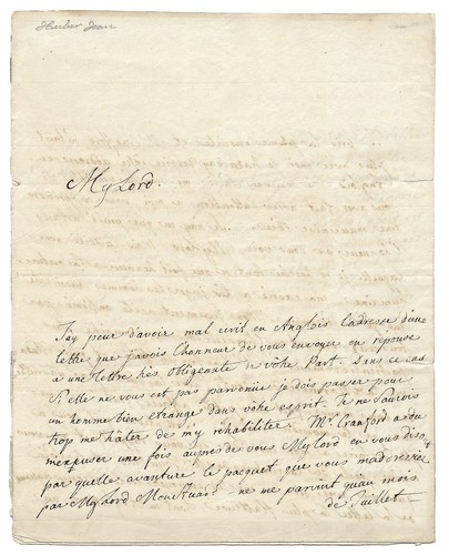 Jean huber lettre autographe - /,