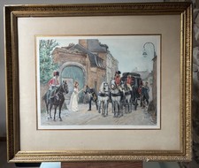 Alphonse Lalauze Estampe Militaire/L'arrivée du général/signe/date/encadre/