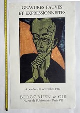 Gravures fauves et expressionnistes at Berggruen 1989 vintage lithograph poster