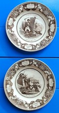 CREIL 1830 2 ASSIETTES FAÏENCE FINE  SOLDATS RÉVOLUTION EMPIRE NAPOLÉON 