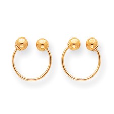 14K Jaune or Creux Perle Ouvert Boucle D'Oreilles Vis Arrière Madi de K Enfant