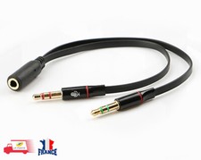 Câbles-Y Jack 3.5mm Femelle à 2 Mâle Micro et Audio Stéréo pour Casque gaming