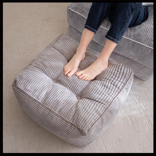 Grey corduroy ottoman floor - grey,