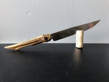 Vintage Ancien Rare Couteau Corne Brocard Chevreuil Cerf Bois Chasse Gibier