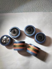 mercerie ancienne - 6 pelotes de fil de lin avec dérouleur AU TAMBOURG