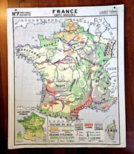 CARTE SCOLAIRE HACHETTE N° 7/8 TYPE VIDAL LABLACHE FRANCE INDUSTRIES AGRICULTURE