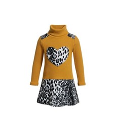 NEUF Robe FILLE jaune avec cœur imprimé – Taille 2 à 14 ans