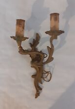 Paire d’appliques vintage en forme de bougie d’acanthe en bronze ou laiton moulé