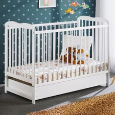 Lit Bébé & Tiroir "Ala" 60x120cm Blanc Mat