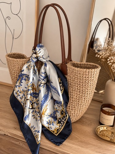 Foulard satiné femme bleu - bleu, &