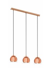 Lustre A 3 Lumières Verre Claire Moderne Cuivre GL1182