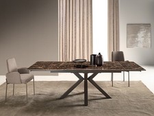 Table Effet Marbre Marron Allongable Design Moderne CIC-670