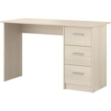 Bureau droit 3 tiroirs ESSENTIEL - Panneaux de particules - Décor Acacia clai...