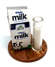 Poupées Maison Bleu Lait Carton Paquet Avec Verre Miniature Cuisine Shop Tumdee