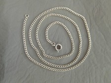 Collier chaine ancienne gourmette 45 cm 1,8 mm grise argent massif femme enfant