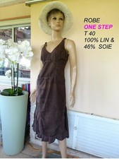  ROBE LONGUE D ETE ONE STEP A BRETELLES 100 % LIN 46 % SOIE T M 38 /40 