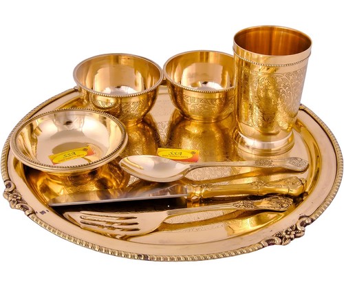 Pure brass thali set dinner - thali, |