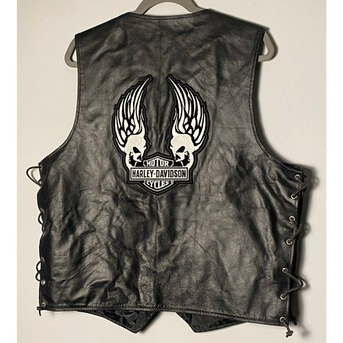 Leather motorcycle vest - leather, men's
