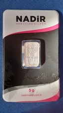 Lingot d'argent pur 999/1000 neuf, scellé et numéroté NADIR 5 g.