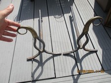 Paire de Chenets d'Ancienne Cheminée Barbecue Décor Laiton passe Collier Cheval