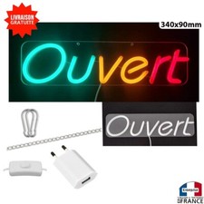 Panneau enseigne lumineuse Neon led  verre acrylique à suspendre Ouvert VJR