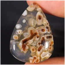 28.90Cts. Bâton pseudomorphe naturel unique agate poire cabochon pierre préci...