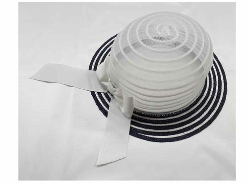 Chapeau blanc rayures bleues - chapeau,