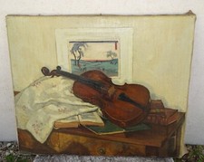 *TABLEAU HST NATURE MORTE AU VIOLON signée GABRIEL CHARLOPEAU (1889/1967) déco D