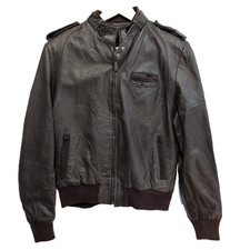 MEMBERS ONLY - Blouson Aviateur Vintage marron en Cuir (Bomber) taille S |46c