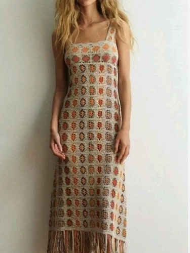 Zara beige crochet - maxi, dress