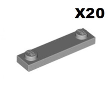 Lego ® Lot 20 Plaque 2 Tenon Plate 1 x 4 with Two Studs Med Stone Grey 92593 NEW