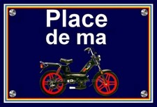 plaque " PLACE DE MA 103 PEUGEOT SPX CLIP noire  "
