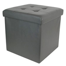 Pouf & Coffre de Rangement "Home Factory" 38cm Gris