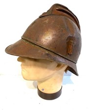 Ancien casque Militaire de pompier époque ww1 ou avant laiton avec porte Plumet