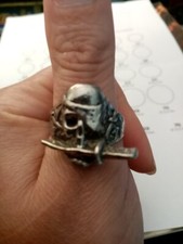 bague vintage Forme Crâne Squelette Pirate Poignard métal  Style biker Taille 69