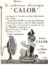 PUBLICITE CALOR RADIATEUR ELECTRIQUE POUPEE ART DECO DE 1926 FRENCH AD PUB