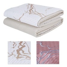 Couvre-Lit Matelassé Léger Double Face Motif Marbré Or