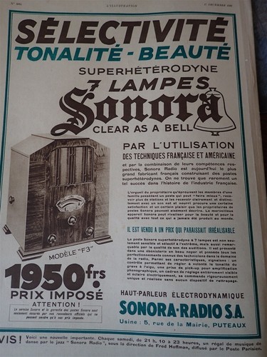 Radio tsf sonora modèle - tsf, f3