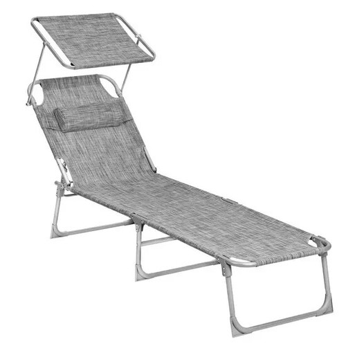 Chaise longue pliable gris - longue,