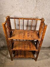 Étagère BAMBOU Rotin Pliante Vintage 3 Plateaux Boho Bibliothèque Murale Bohême 