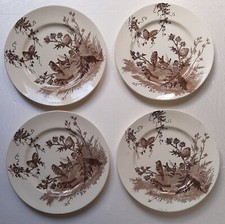 Art Table 4 Assiettes Creil & Montereau Oiseaux Chardonneret *