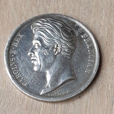 MEDAILLE CHARLES X 16 17 Septembre 1827 ARGENT Séjour du roi Arras restauration 