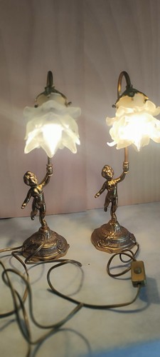 Paire lampes laiton - de,