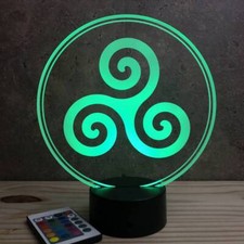Lampe de chevet veilleuse 3D Triskele celtique avec télécommande - Cadeau ann...