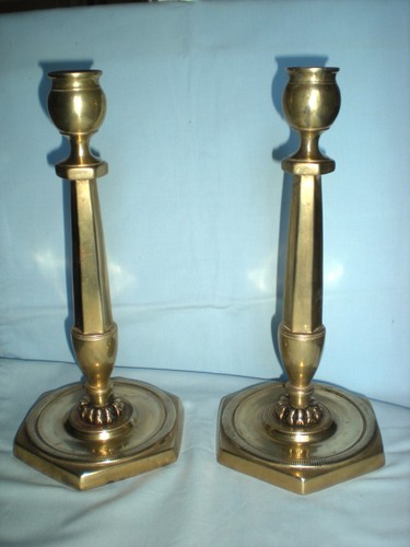 Paire bougeoirs bronze - paire,