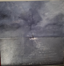 peinture huile mer bleu nuit solitude abstrait 