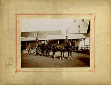 France, Soldats français et leur attelage à 4 chevaux  Vintage citrate print. 