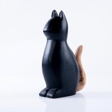 Heureux Noir en Bois Chat