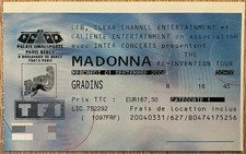 Madonna - Ticket concert Re Ivention Tour - N° R 16 45 du 01/9 2004 -Paris Bercy