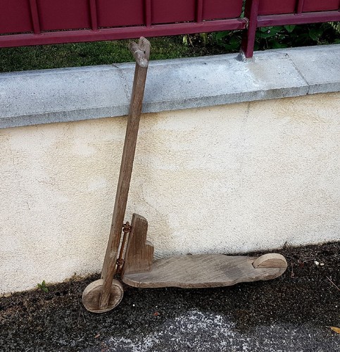 Trottinette ancienne bois - trottinette, en